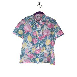 Judy Bond Floral Retro Top 12 Pink Classic Old Money Cottagecore Preppy Chic 70s